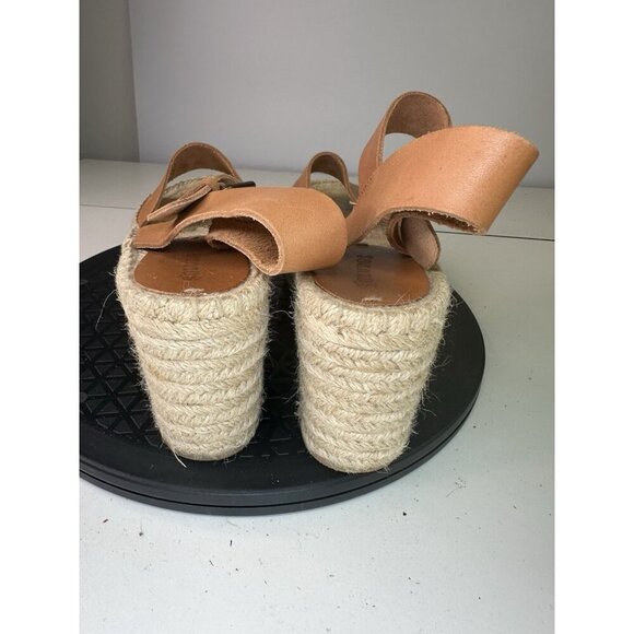 Soludos Women's Minorca Wedge Sandal Platform Leather Espadrille Brown Sz 8 - Picture 3 of 8